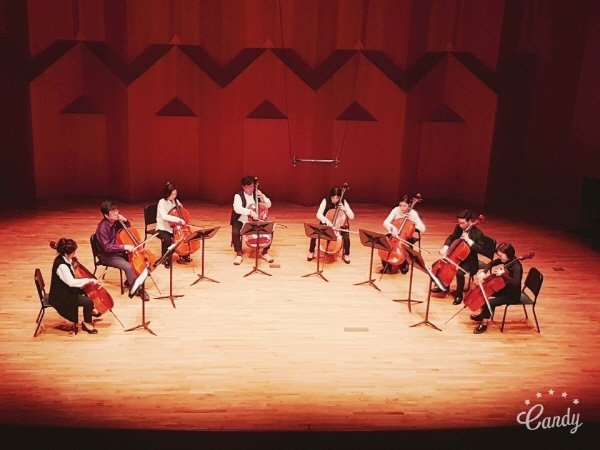 ‘첼로로 듣는 전래동요&뮤지컬’ 리허설사진. 사진=서울솔리스트 첼로앙상블 제공