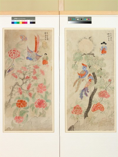 ‘화조인물도(花鳥人物圖), 19세기 중반, 종이에 채색, 97×41cm’. 사진=예술의전당 제공