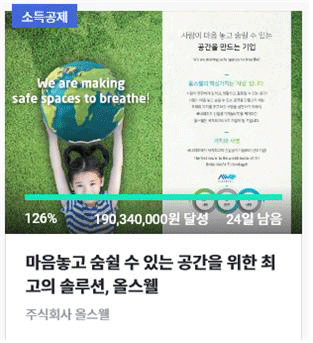 올스웰 ‘크라우드 펀딩 모집금액 뛰어 넘어’ 조기종료 확정