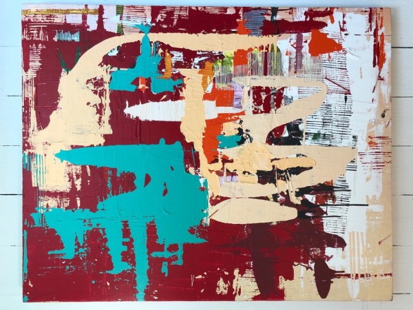‘미란, 100×80cm, Improv, Yes and then, 아크릴, 엣지코트, 명주실(증조할머니 유품), 2018’. 사진=심려진 제공