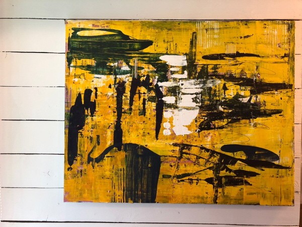 ‘니나와 나, 91×73cm, Improv, Yes and then, 아크릴, 엣지코트, 수채화물감, 명주실(증조할머니 유품), 2018’. 사진=심려진 제공