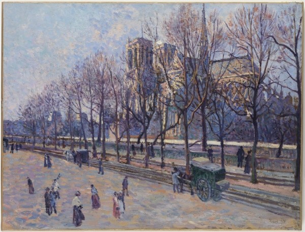 막시밀리앙 뤼스(Maximilien Luce) ‘노트르담 드 파리, 몽트벨로 부두에서 본 전경(Notre-Dame de Paris, View from Montebello Quay), 캔버스에 붙인 종이에 유채(Oil on paper mounted on canvas), 1897’. 사진=컬쳐앤아이리더스 제공