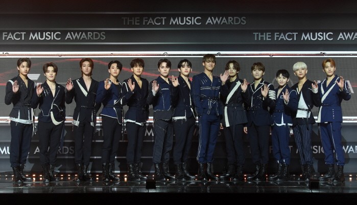 2020 TMA 월드와이드아이콘 부문 수상자 세븐틴. (사진=더팩트 뮤직 어워즈 조직위원회 제공)