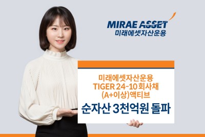 미래에셋, 'TIGER 24-10 회사채(A+이상)액티브 ETF' 순자산 3천억 돌파